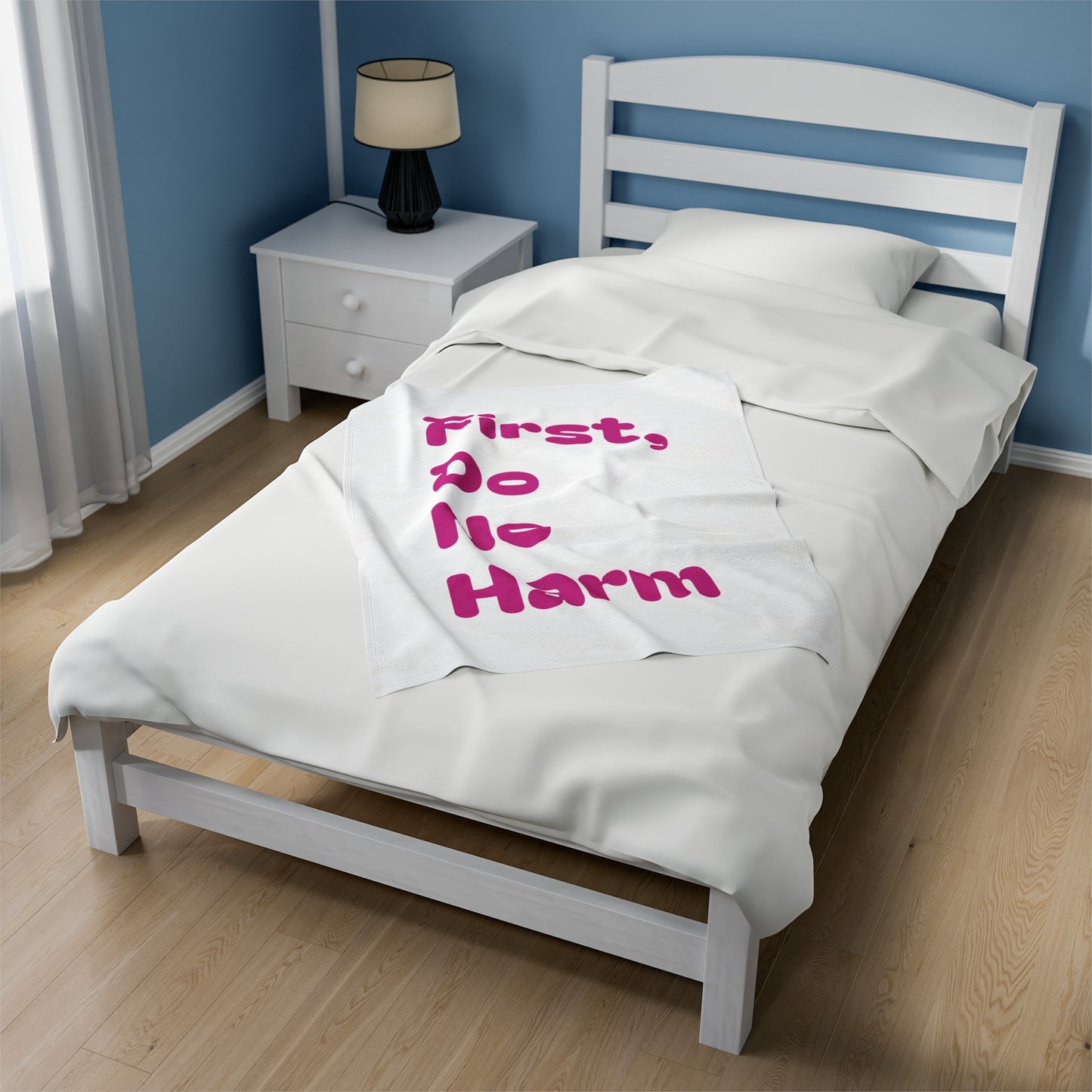 First Do No Harm Pink Velveteen Plush Blanket