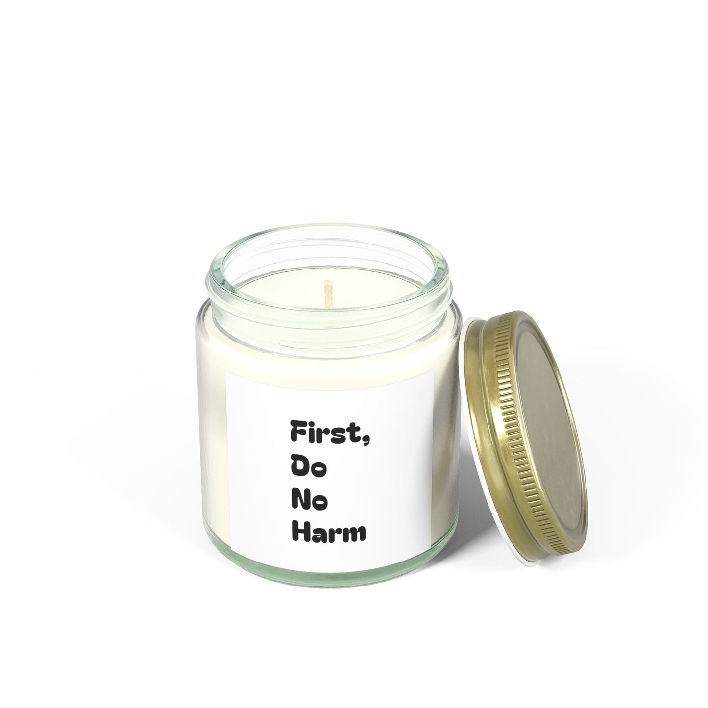 First Do No Harm black Scented Candles, Coconut Apricot Wax (4oz, 9oz)