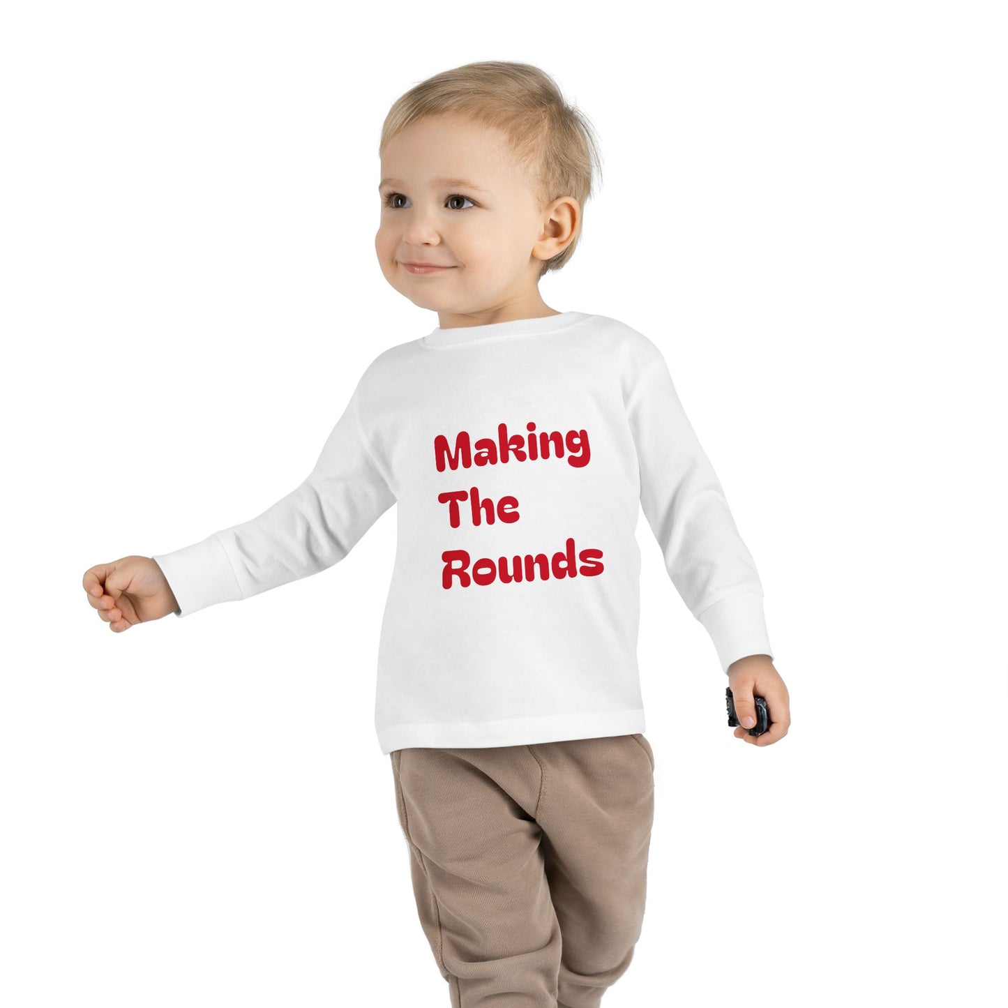 Making The Rounds Red Toddler Long Sleeve Tee