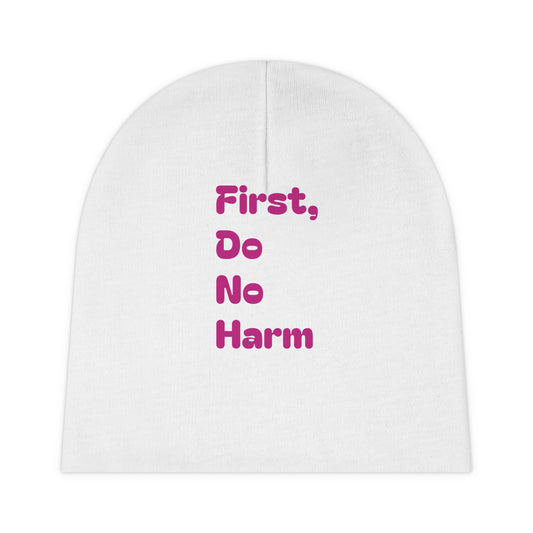 First Do No Harm Pink Baby Beanie (AOP)