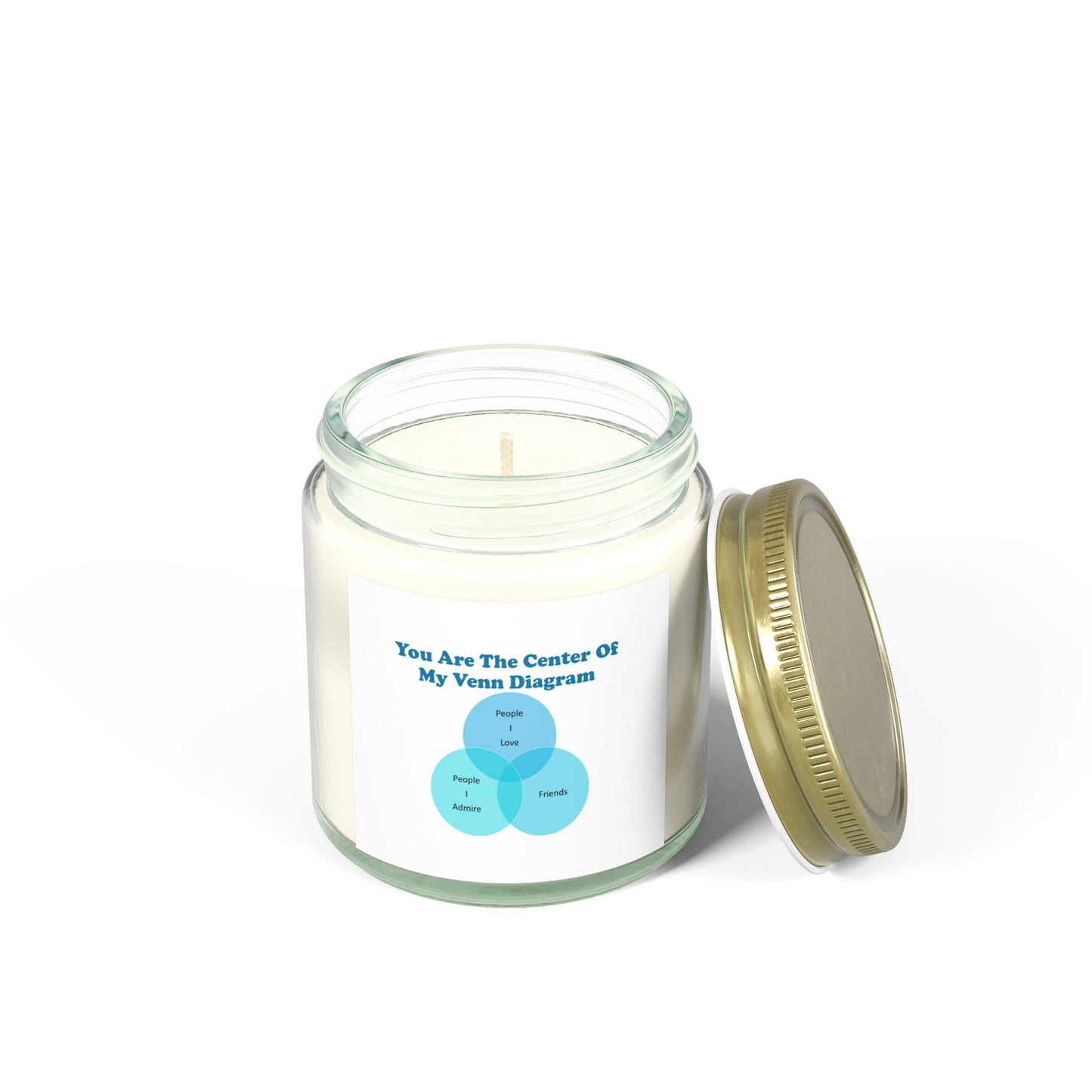 You Are The Center Of My Venn Diagram Blue Scented Candles, Coconut Apricot Wax (4oz, 9oz)