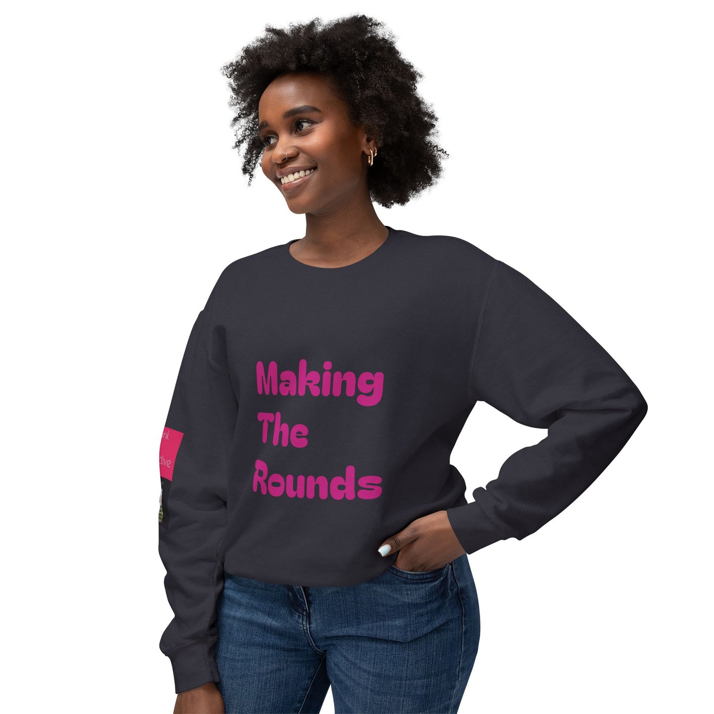 Making The Rounds Pink Unisex Lightweight Crewneck Sweatshirt