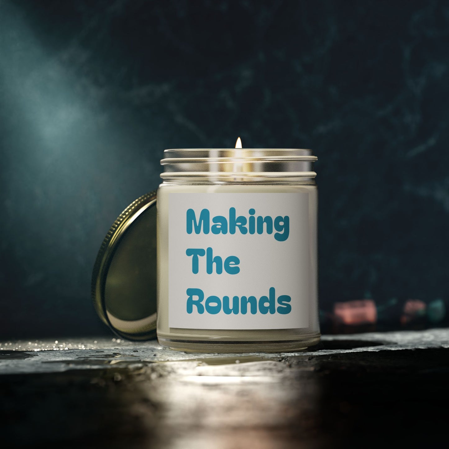 Making The Rounds Blue Scented Candles, Coconut Apricot Wax (4oz, 9oz)