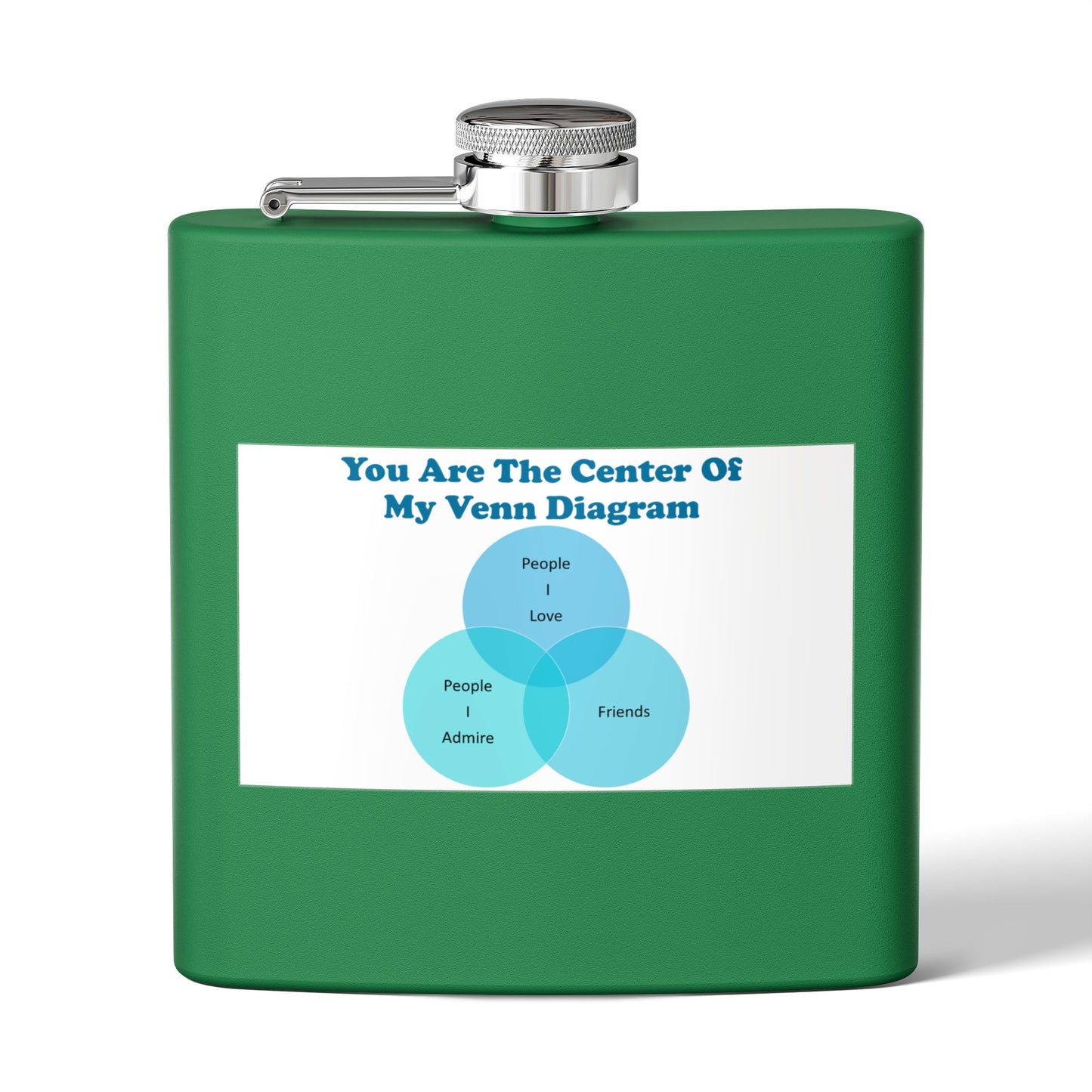 Venn Diagram Love Flask — "You Are the Center of My Venn Diagram" 6oz Stainless Steel