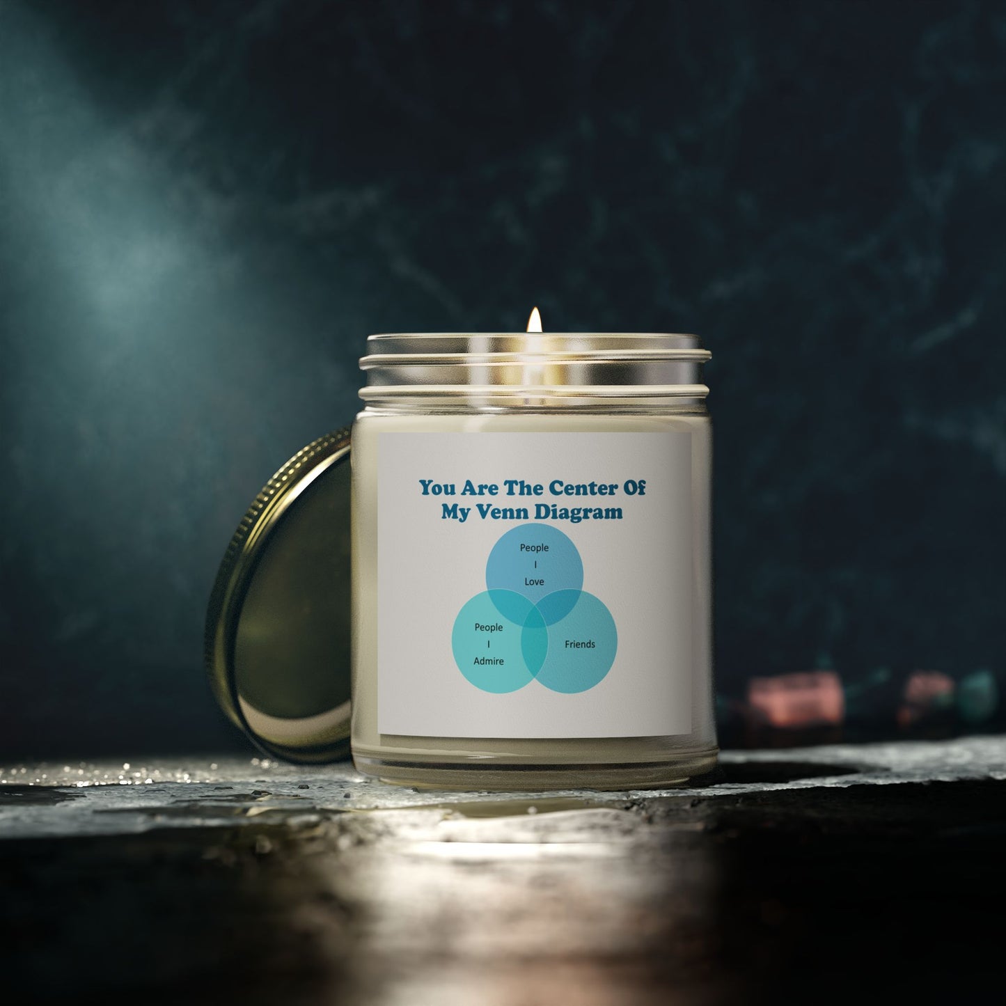 You Are The Center Of My Venn Diagram Blue Scented Candles, Coconut Apricot Wax (4oz, 9oz)