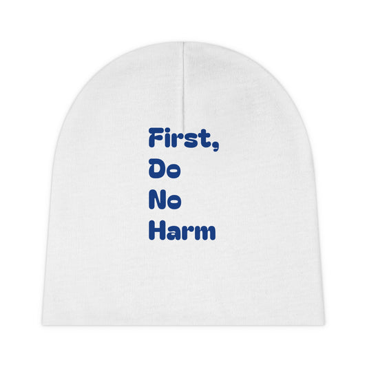 First Do No Harm Dark Blue Baby Beanie (AOP)