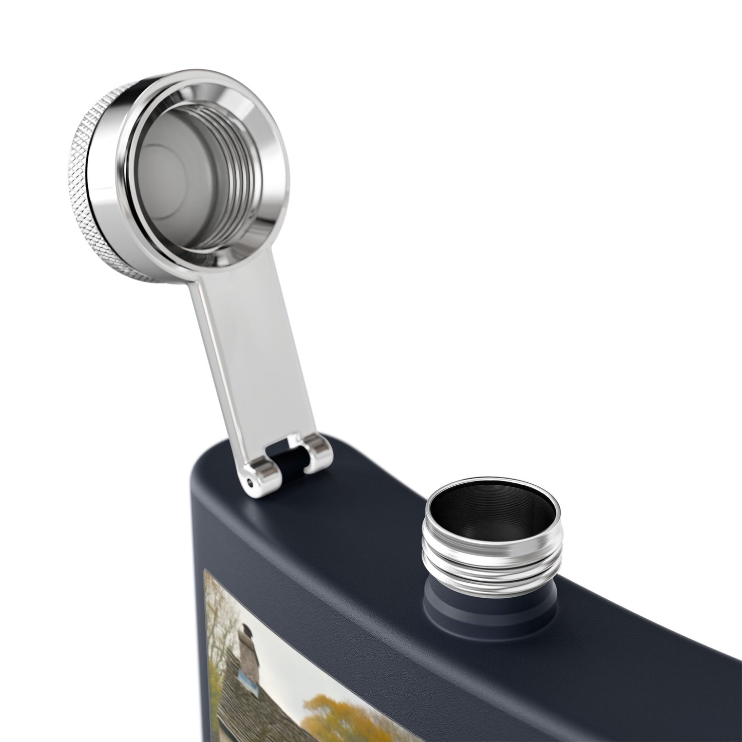 6oz Stainless Flask — Cozy Cottage Whiskey Hipster Outdoor Gift