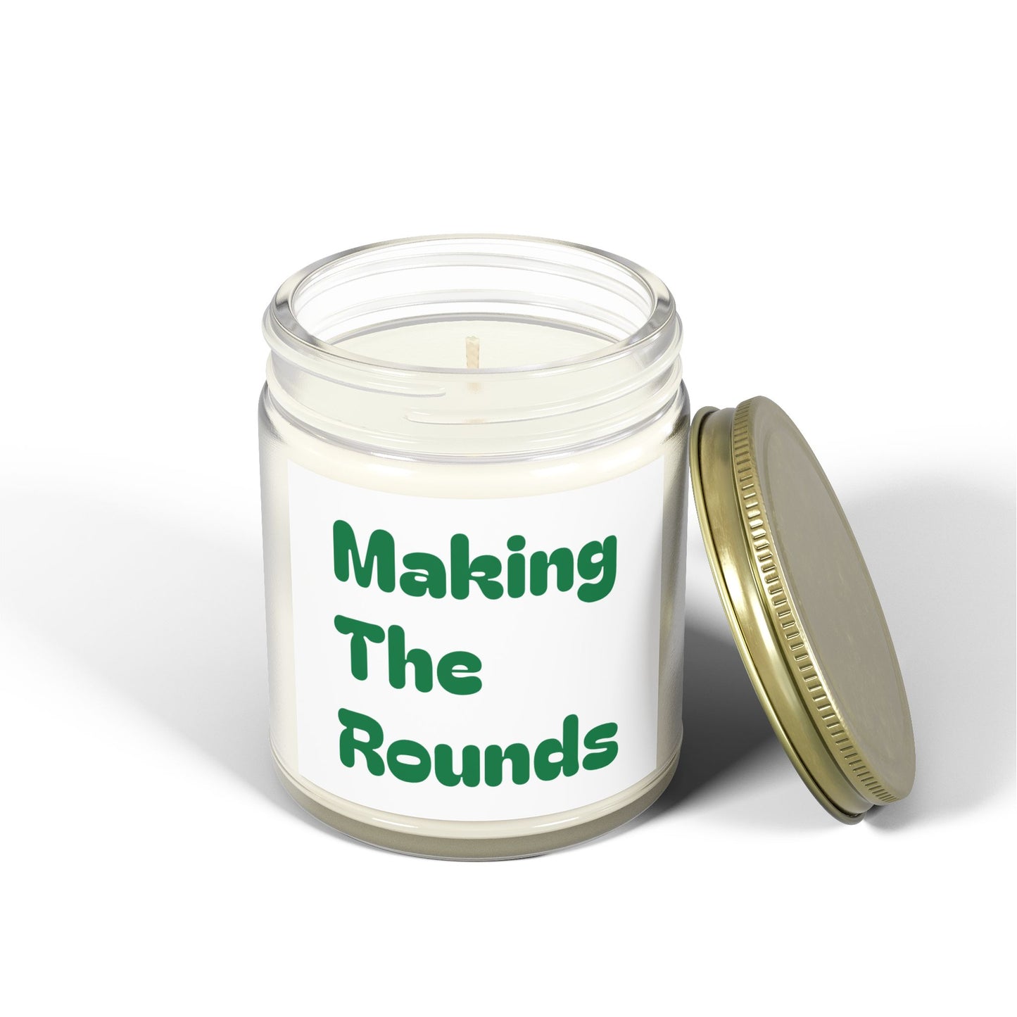 Making The Rounds Green Scented Candles, Coconut Apricot Wax (4oz, 9oz)