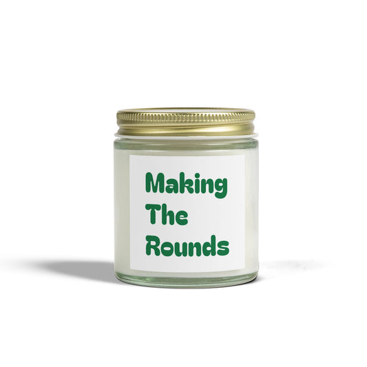 Making The Rounds Green Scented Candles, Coconut Apricot Wax (4oz, 9oz)