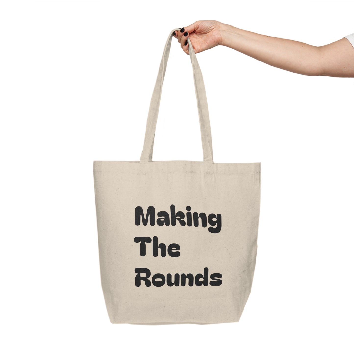 Making The Rounds [Black] Canvas Shopping Tote