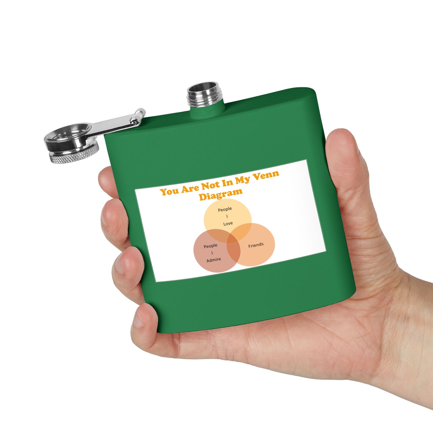 You Are Not In My Venn Diagram Stainless Steel Flask — 6oz Funny Venn Diagram Alcohol Hip Flask