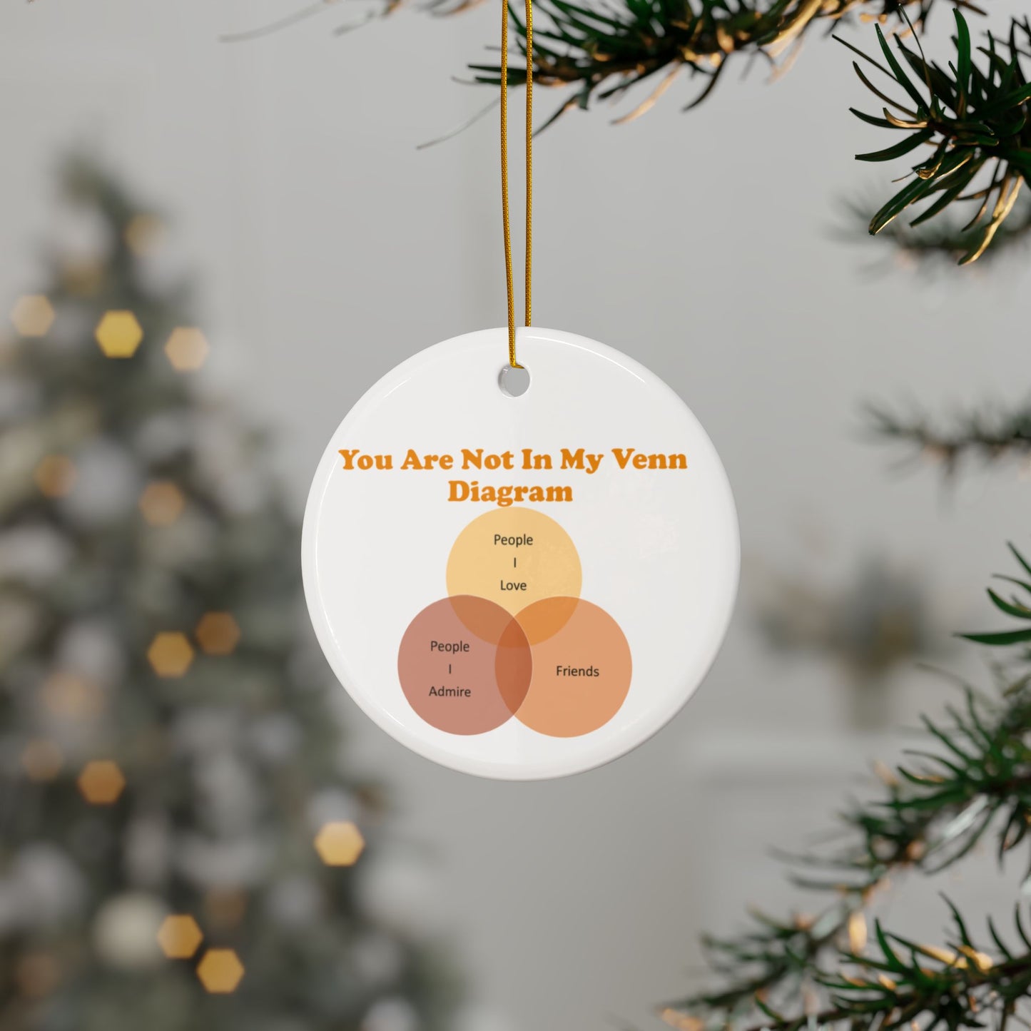 You Are Not In My Venn Diagram Orange Ceramic Ornaments, 2-Side Print, (1pc, 3pcs, 5pcs, 10pcs)