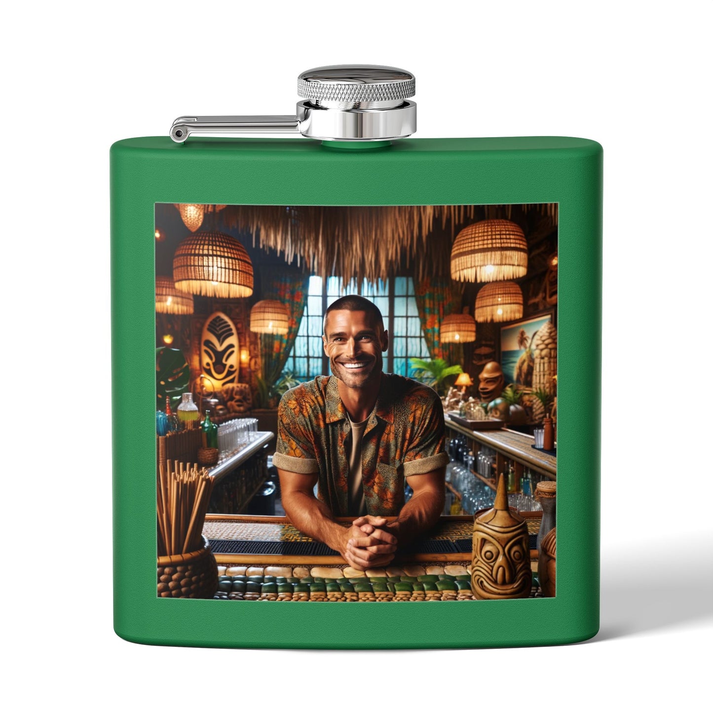 Tiki Bar Flask – 6oz Stainless Steel Hipster Cocktail Hip Flask