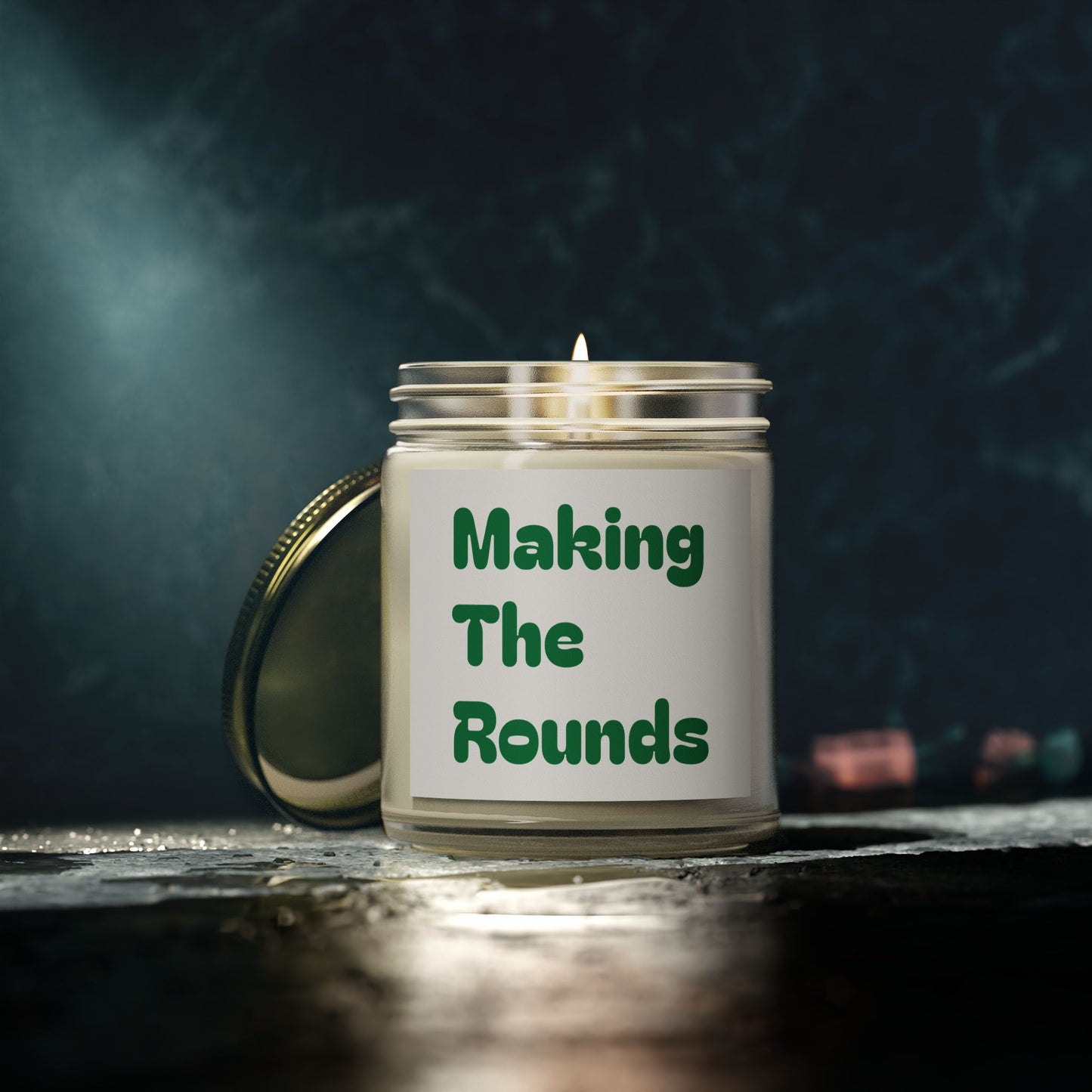 Making The Rounds Green Scented Candles, Coconut Apricot Wax (4oz, 9oz)