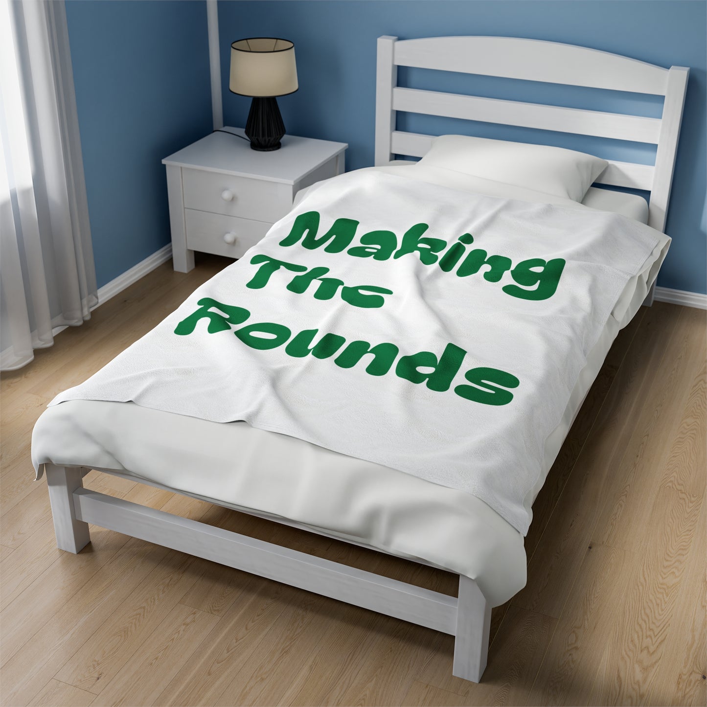 Making The Rounds Green Velveteen Plush Blanket