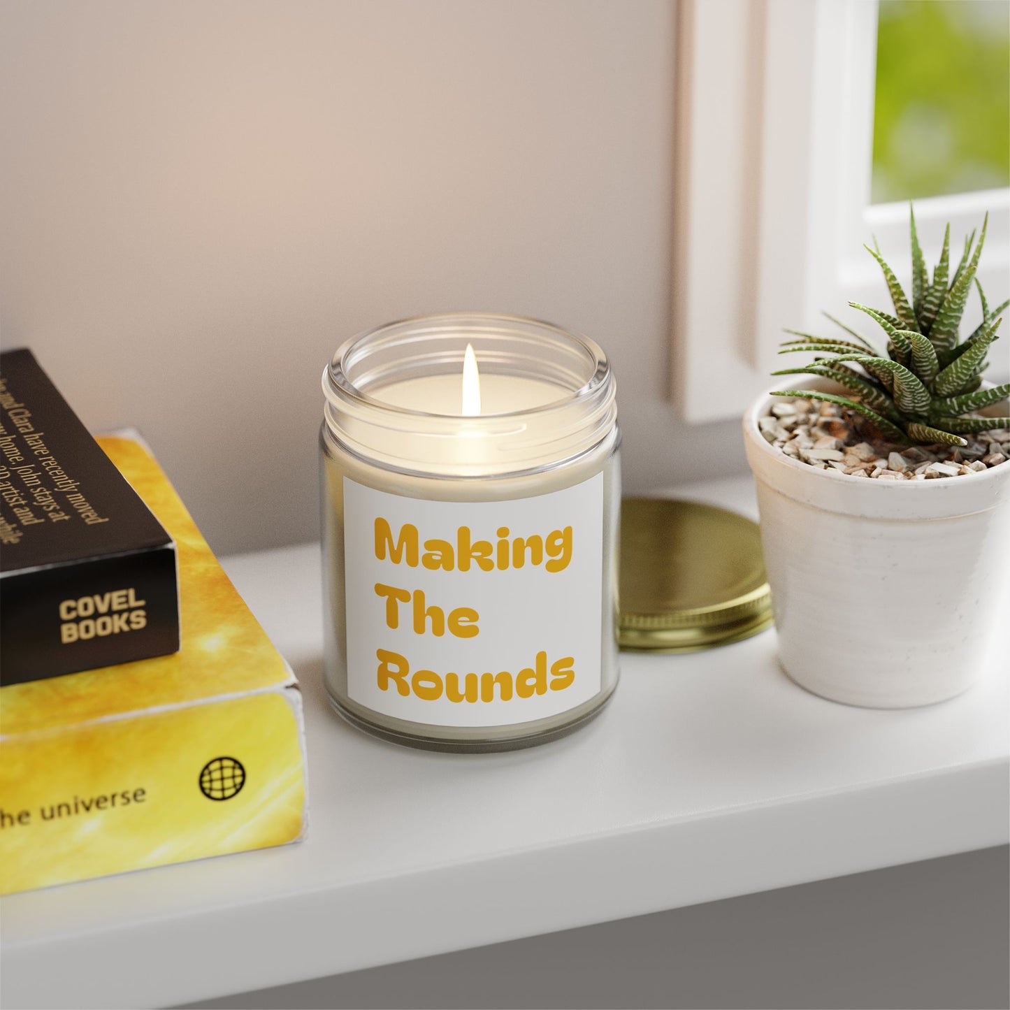 Making The Rounds Yellow Scented Candles, Coconut Apricot Wax (4oz, 9oz)