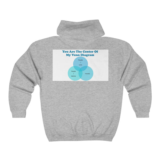 You Are The Center In My Venn Diagram Blue Unisex Heavy Blend™ Full Zip Hooded Sweatshirt