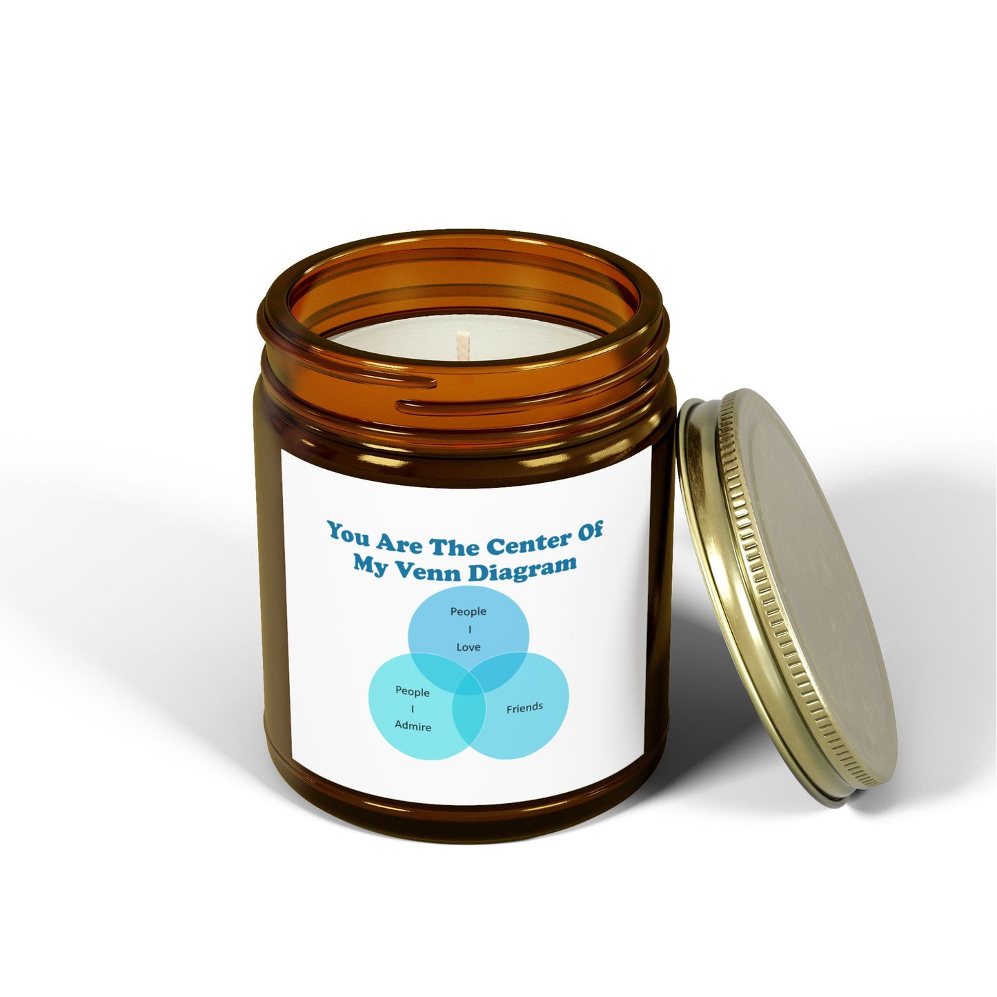 You Are The Center Of My Venn Diagram Blue Scented Candles, Coconut Apricot Wax (4oz, 9oz)