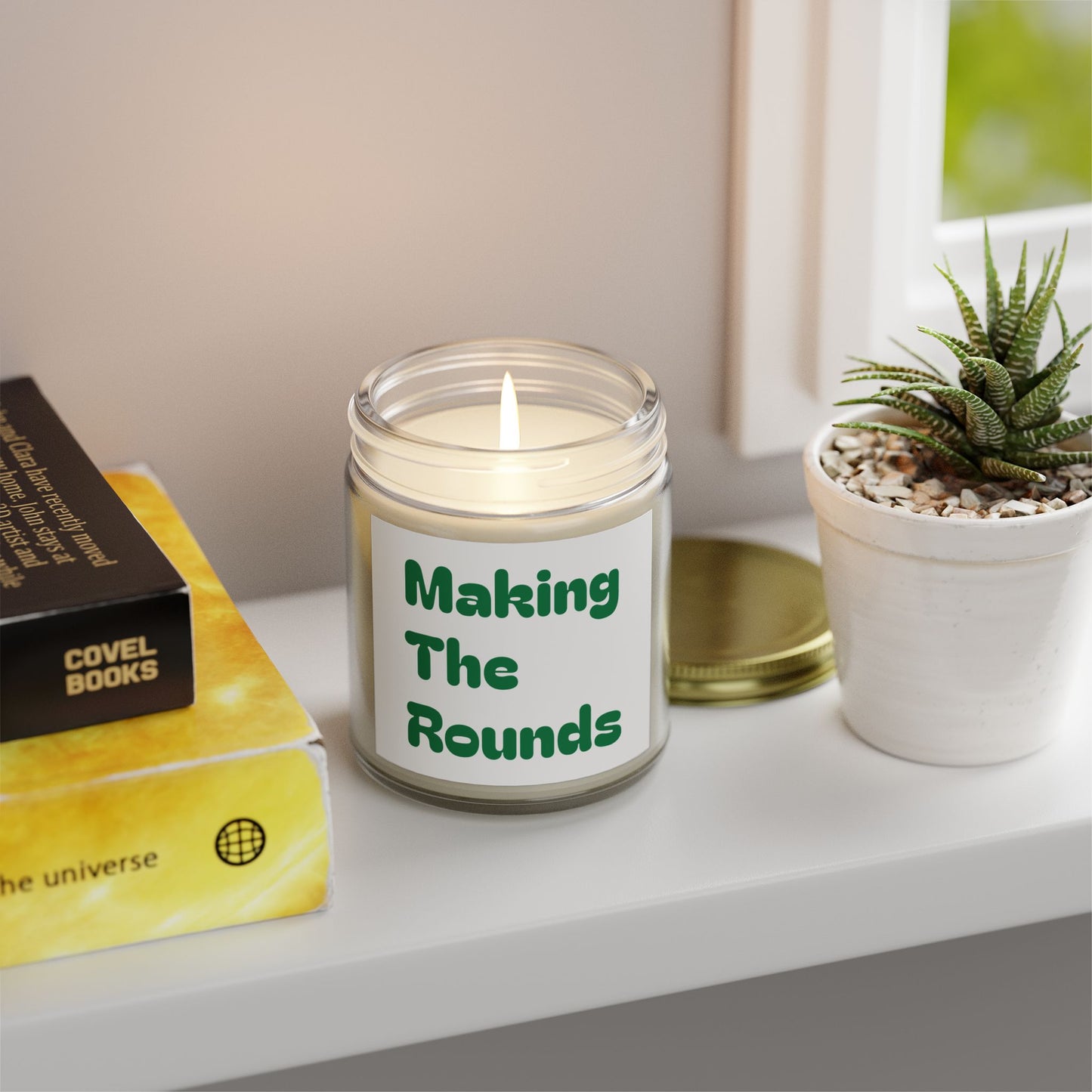 Making The Rounds Green Scented Candles, Coconut Apricot Wax (4oz, 9oz)