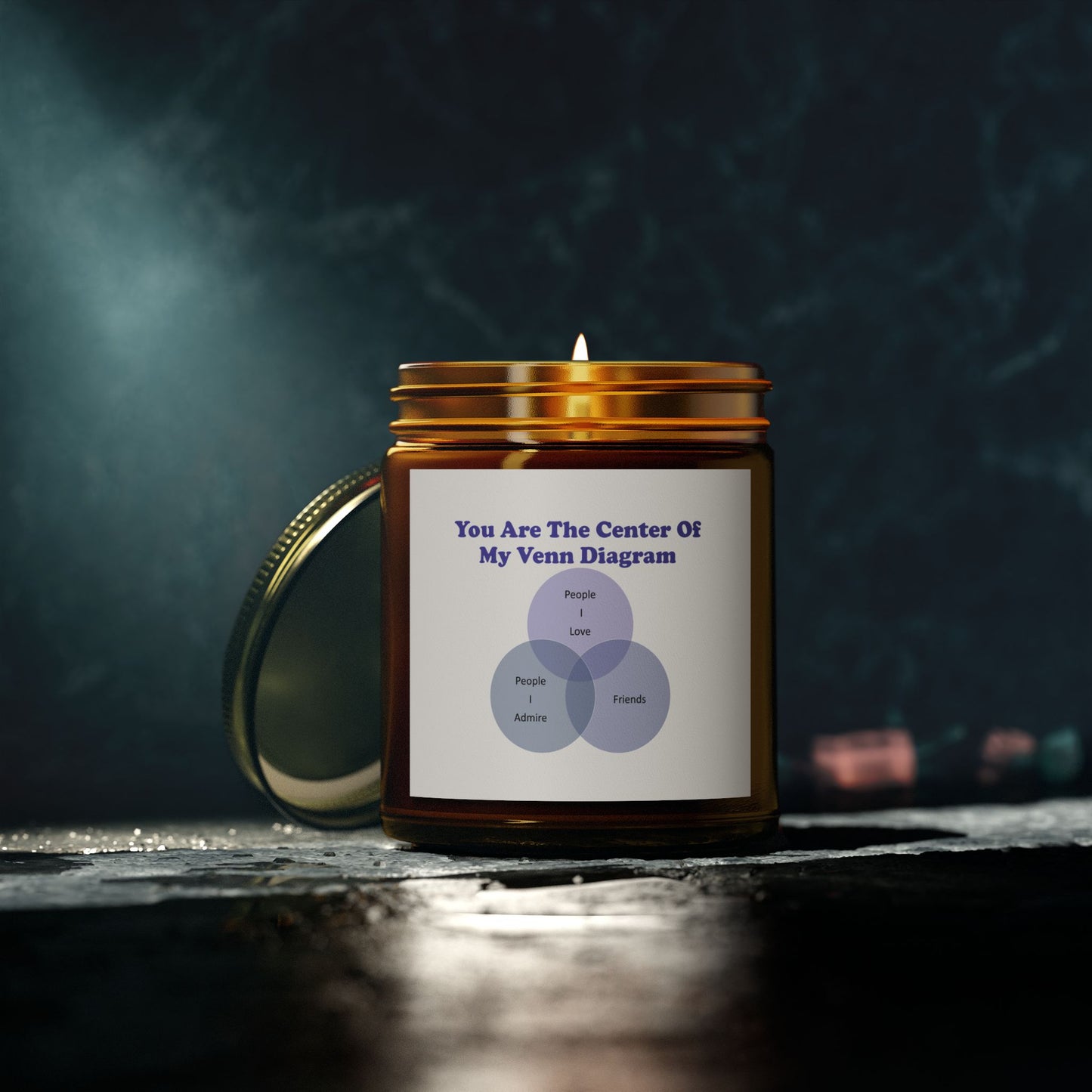 You Are The Center Of  My Venn Diagram purple Scented Candles, Coconut Apricot Wax (4oz, 9oz)