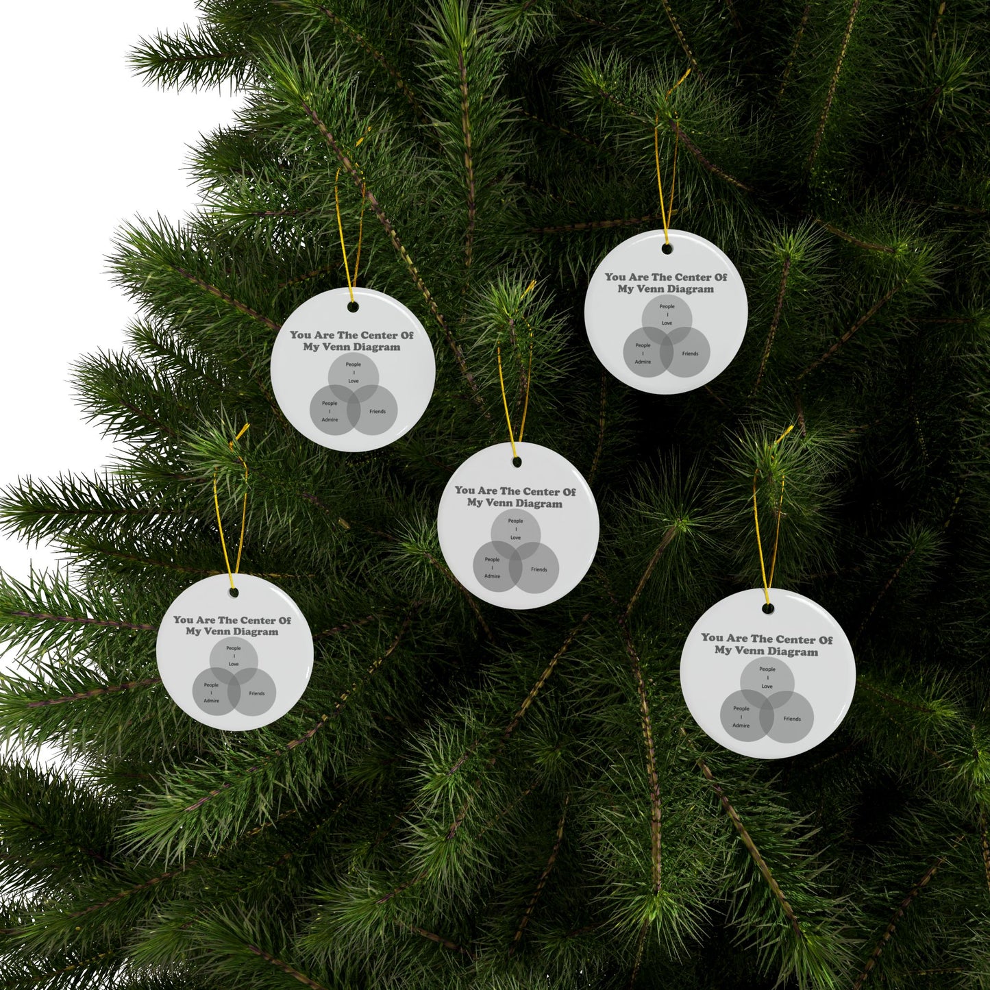You Are The Center Of My Venn Diagram Grey / Black Ceramic Ornaments, 2-Side Print, (1pc, 3pcs, 5pcs, 10pcs)