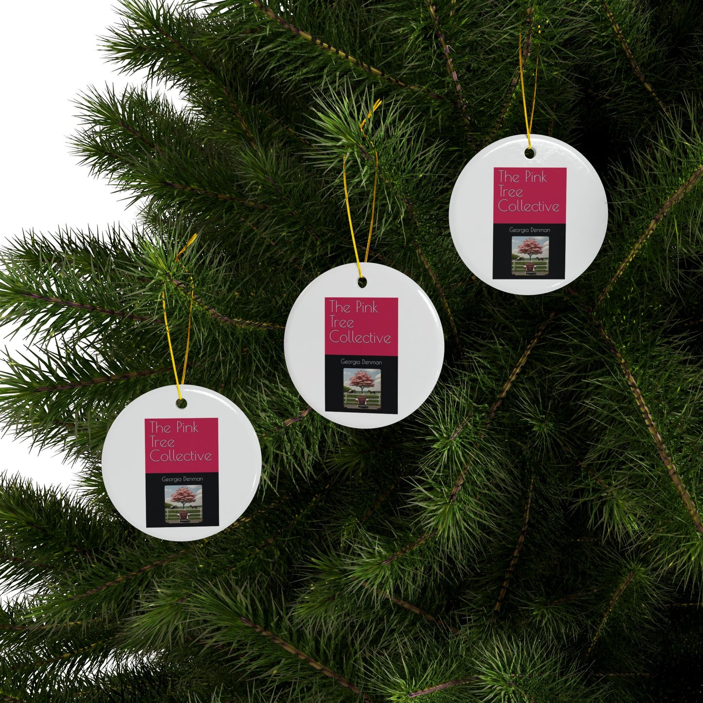 The Pink Tree Collective Cover Ceramic Ornaments, 2-Side Print, (1pc, 3pcs, 5pcs, 10pcs)