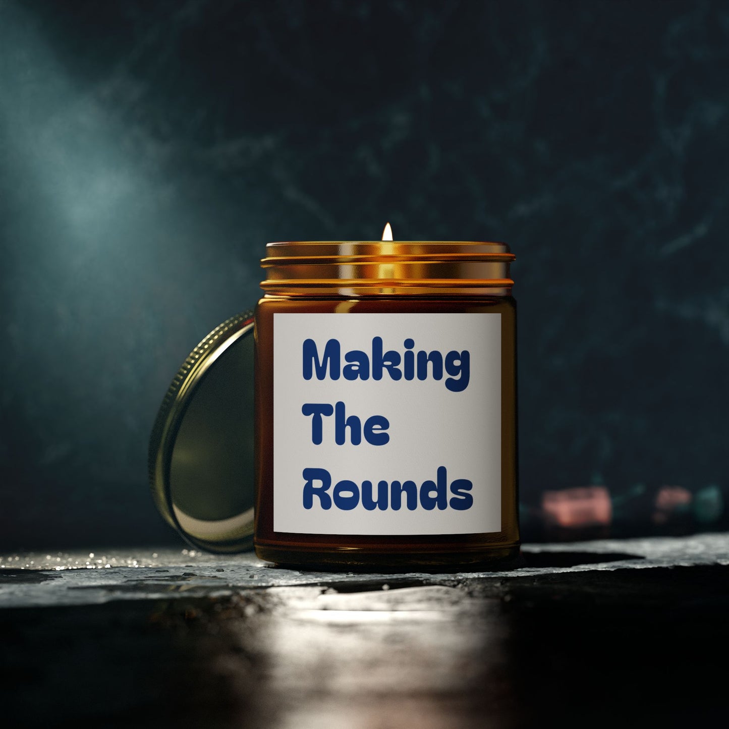 Making The Rounds Dark Blue Scented Candles, Coconut Apricot Wax (4oz, 9oz)