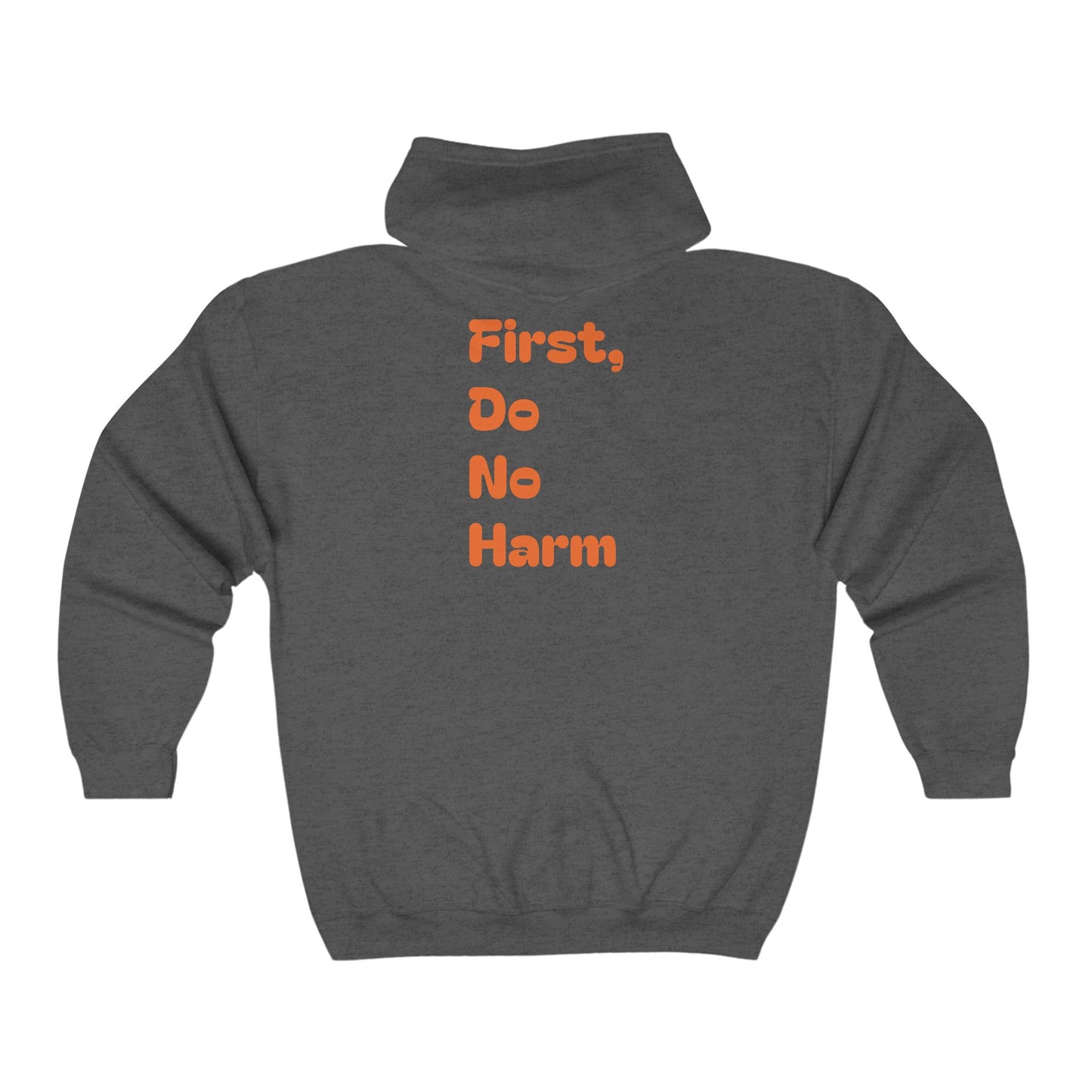 First Do No Harm Orange Unisex Heavy Blend™ Full Zip Hooded Sweatshirt