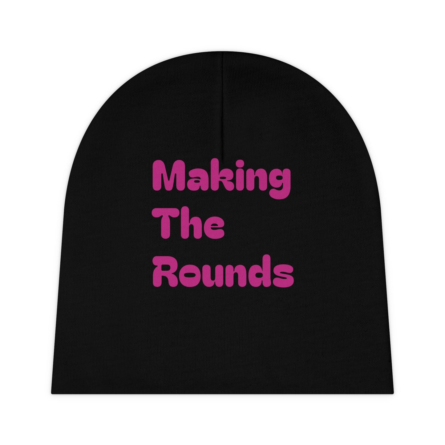 Making The Rounds Black with Pink Baby Beanie (AOP)