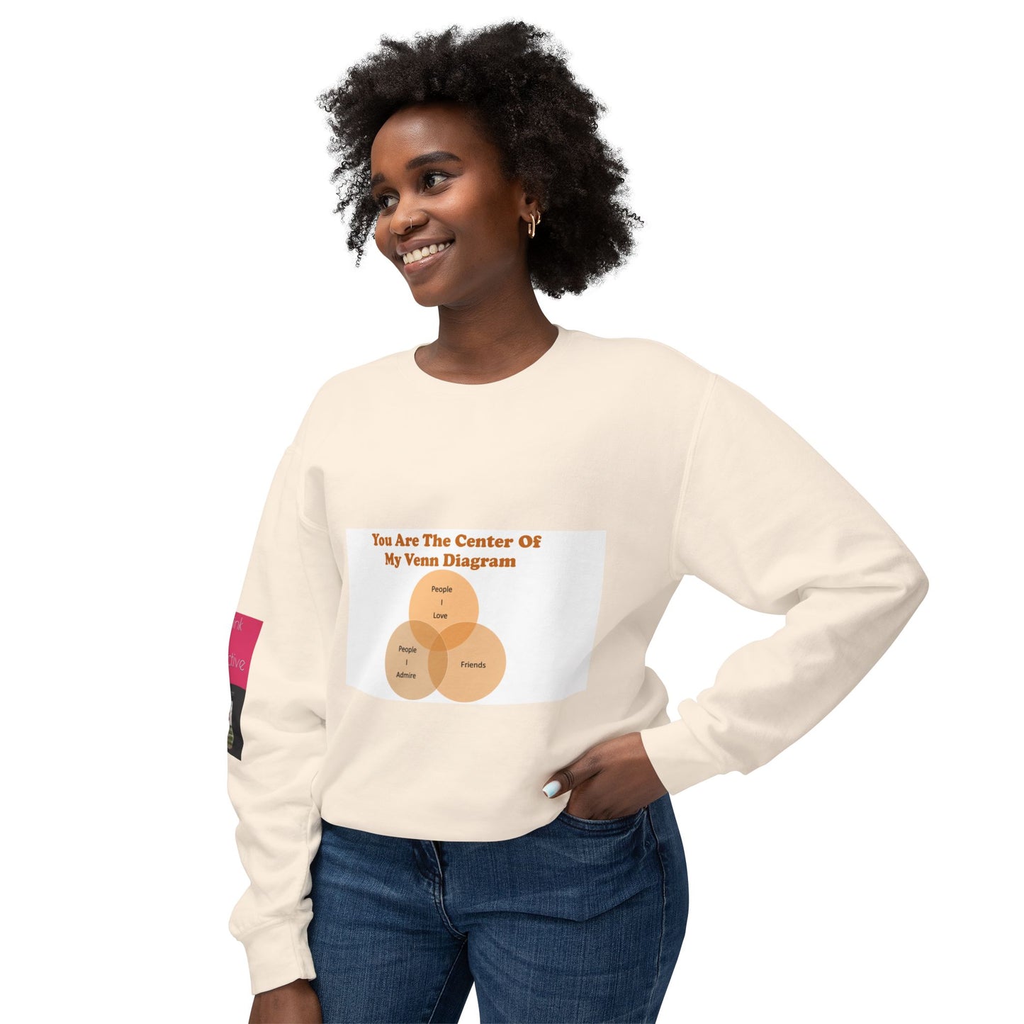 You Are The Center Of My Venn Diagram Orange Unisex Lightweight Crewneck Sweatshirt