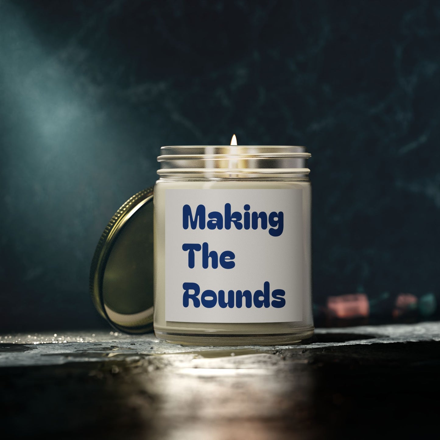 Making The Rounds Dark Blue Scented Candles, Coconut Apricot Wax (4oz, 9oz)