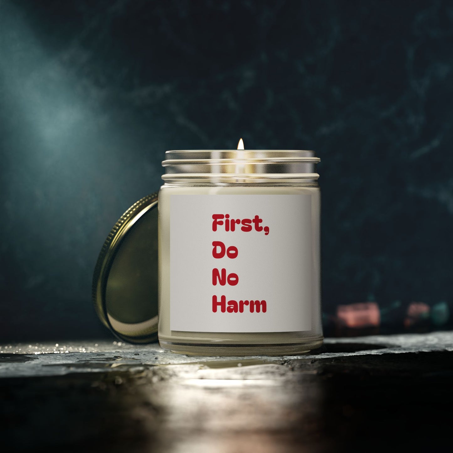 First Do No Harm Red Scented Candles, Coconut Apricot Wax (4oz, 9oz)