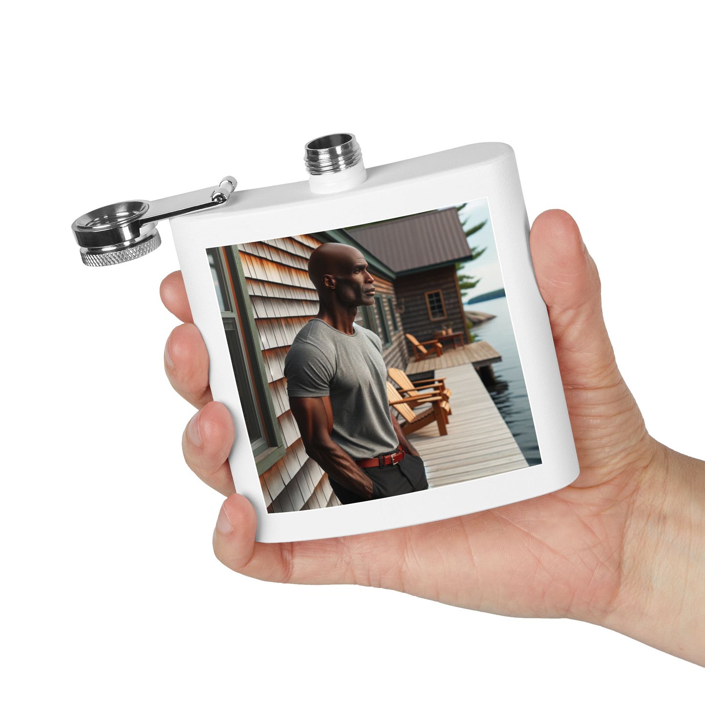 6oz Stainless Steel Flask — Lakeside Cabin Photo Design