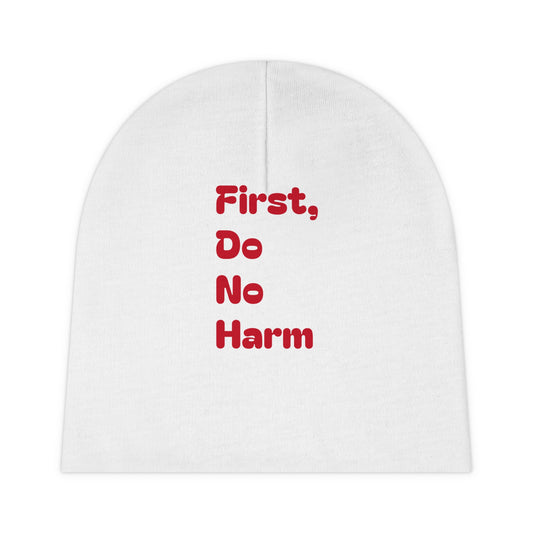 First Do No Harm Red Baby Beanie (AOP)