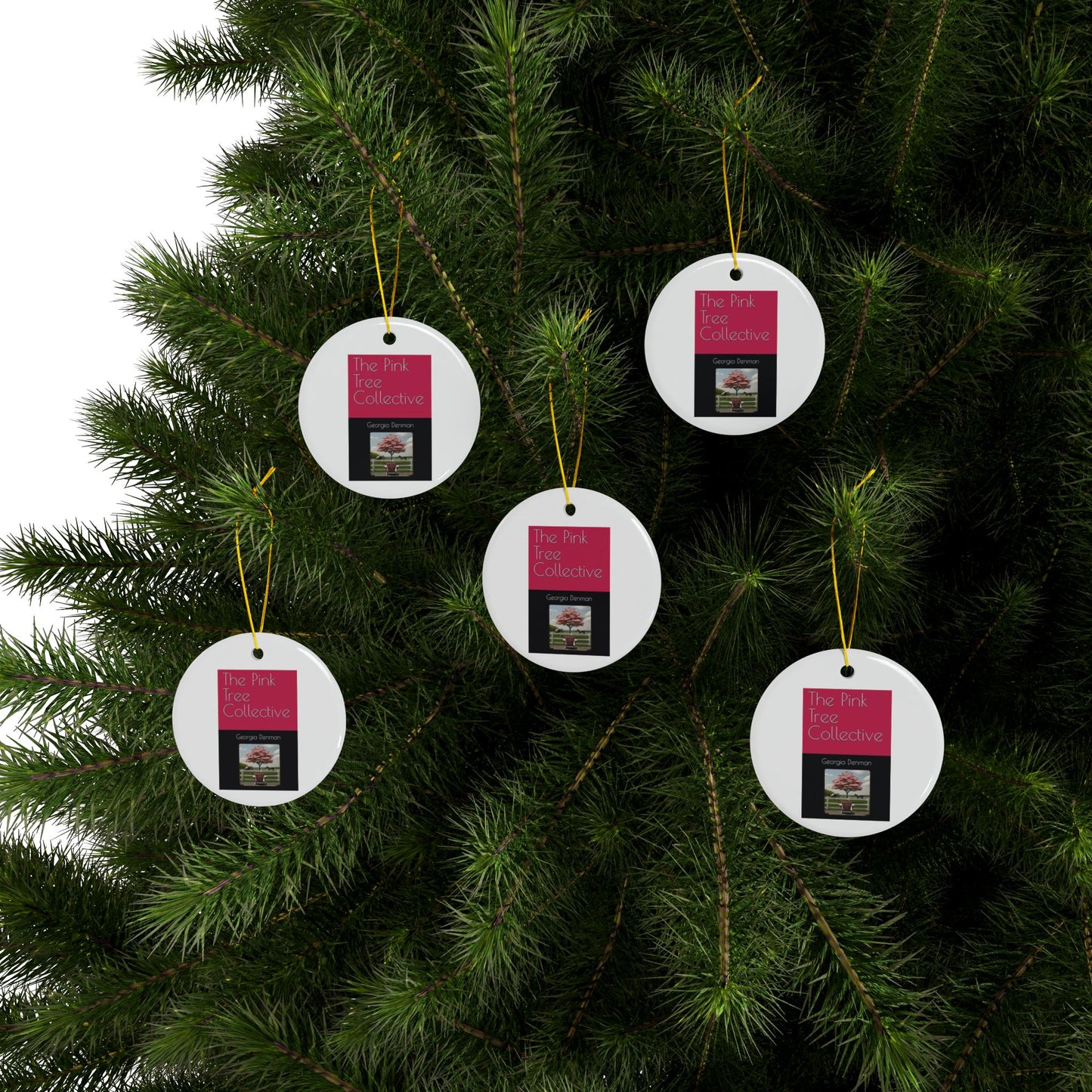 The Pink Tree Collective Cover Ceramic Ornaments, 2-Side Print, (1pc, 3pcs, 5pcs, 10pcs)