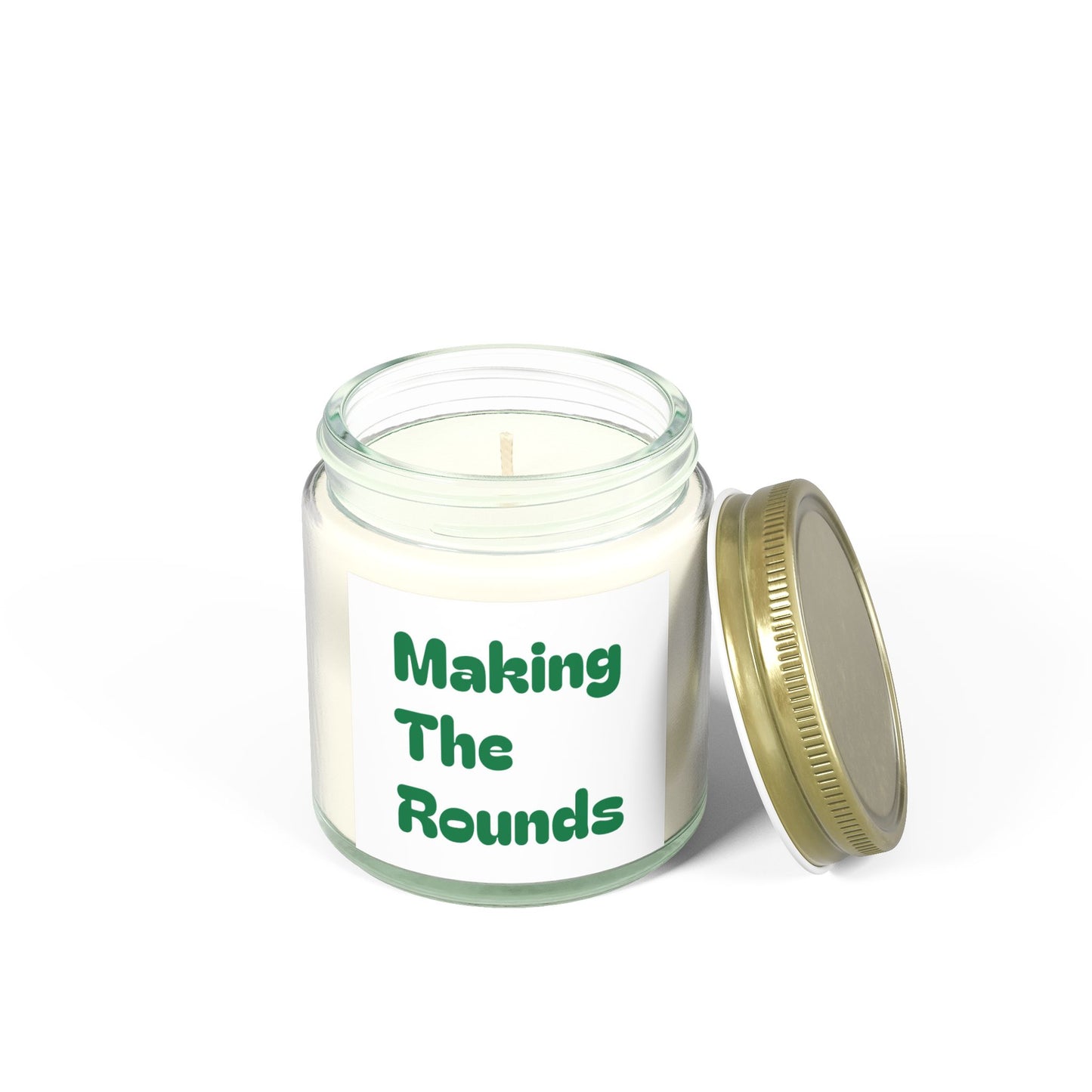 Making The Rounds Green Scented Candles, Coconut Apricot Wax (4oz, 9oz)