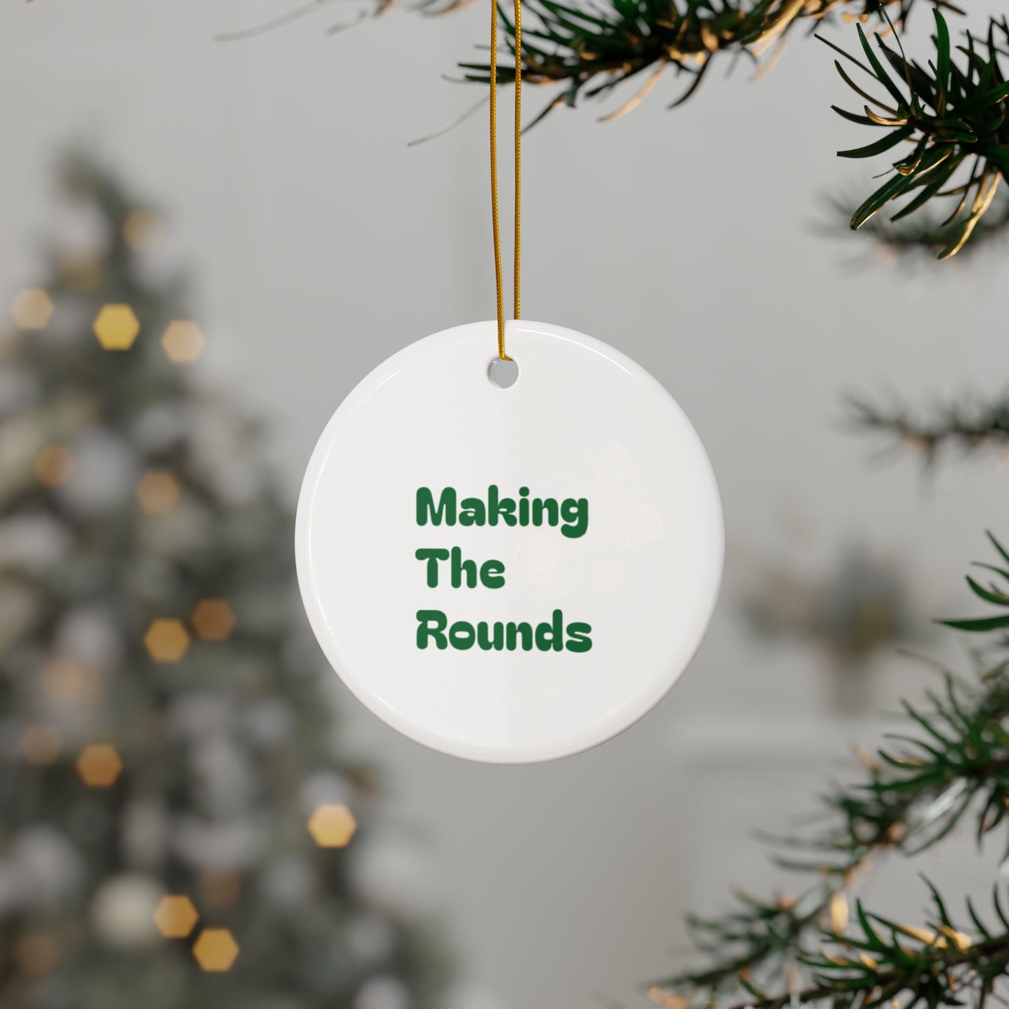 Making The Rounds Green Ceramic Ornaments, 2-Side Print, (1pc, 3pcs, 5pcs, 10pcs)