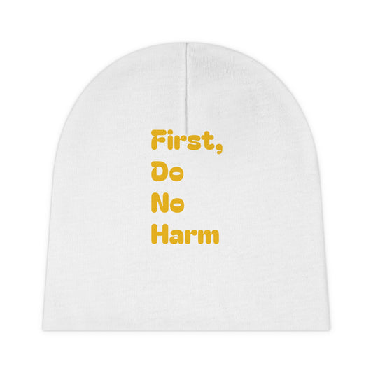 First Do No Harm Yellow Baby Beanie (AOP)