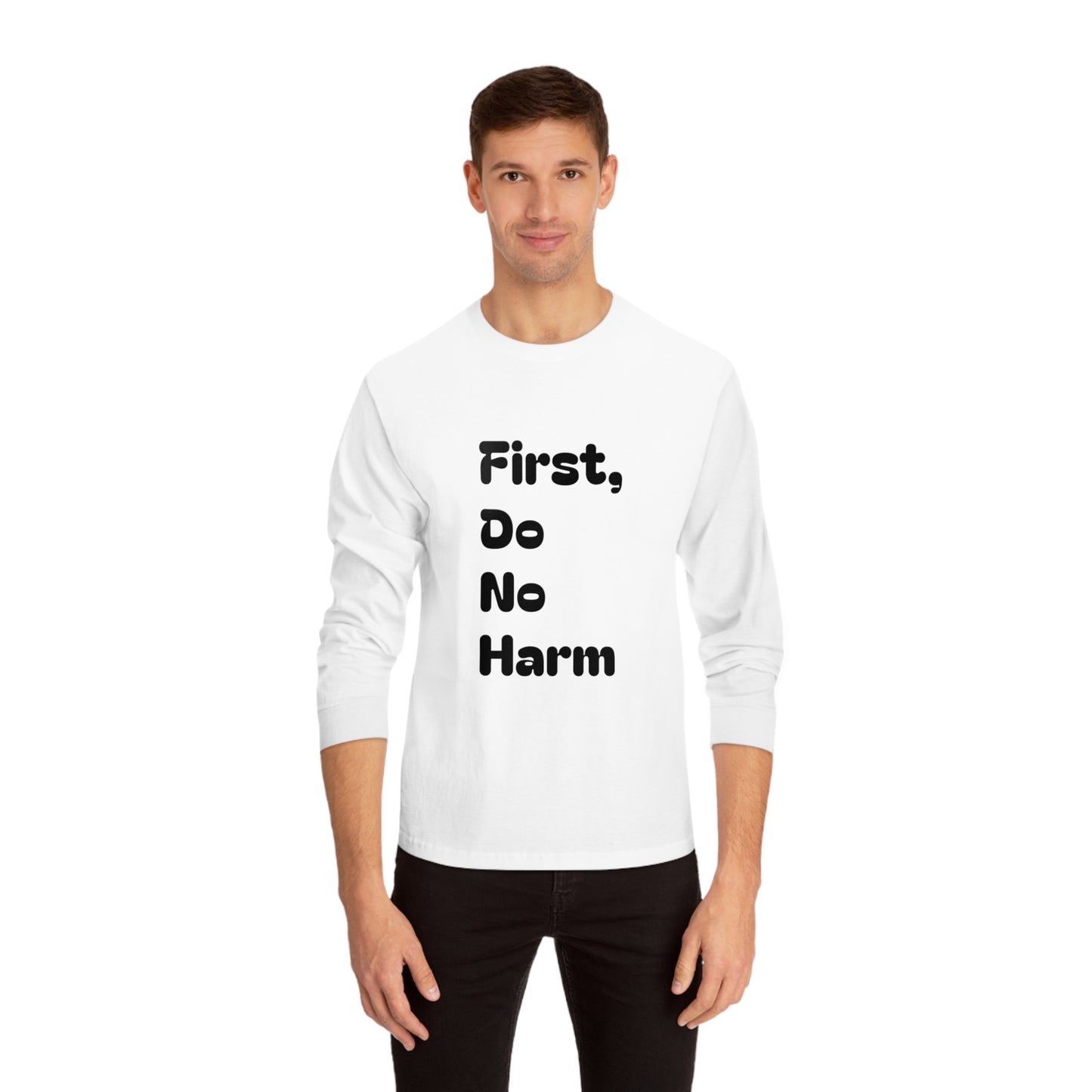 First Do No Harm Black With Book Cover Unisex Classic Long Sleeve T-Shirt