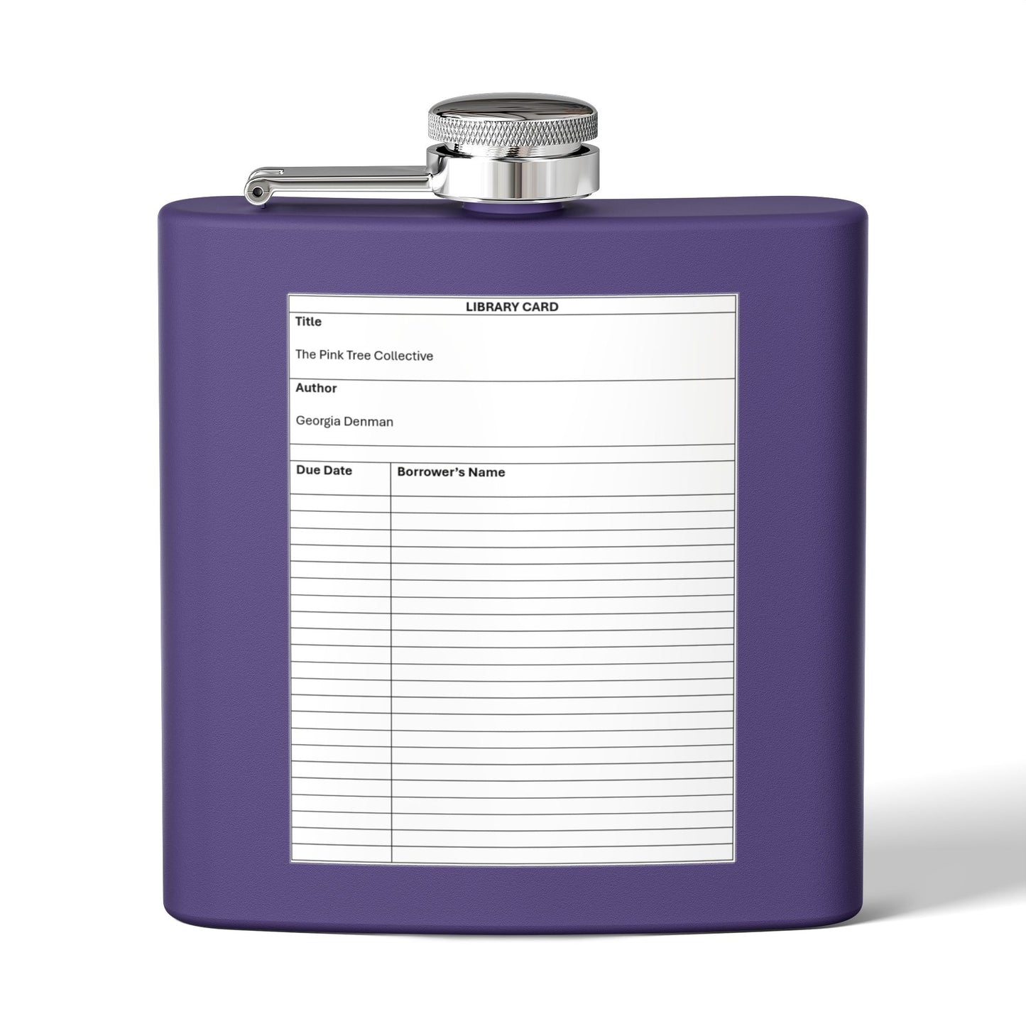 Library Card Stainless Steel Flask — 6oz Novelty Bookish Hip Flask