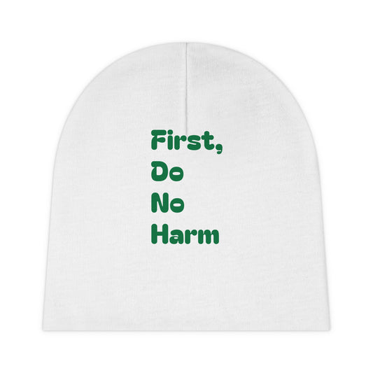 First Do No Harm Green Baby Beanie (AOP)