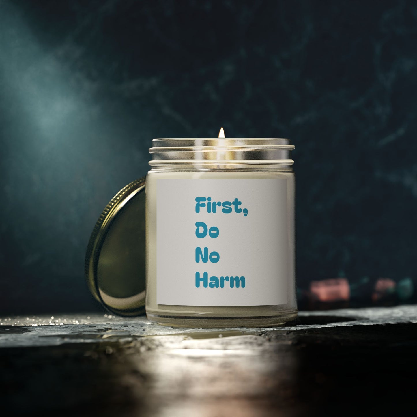 First Do No Harm Blue Scented Candles, Coconut Apricot Wax (4oz, 9oz)