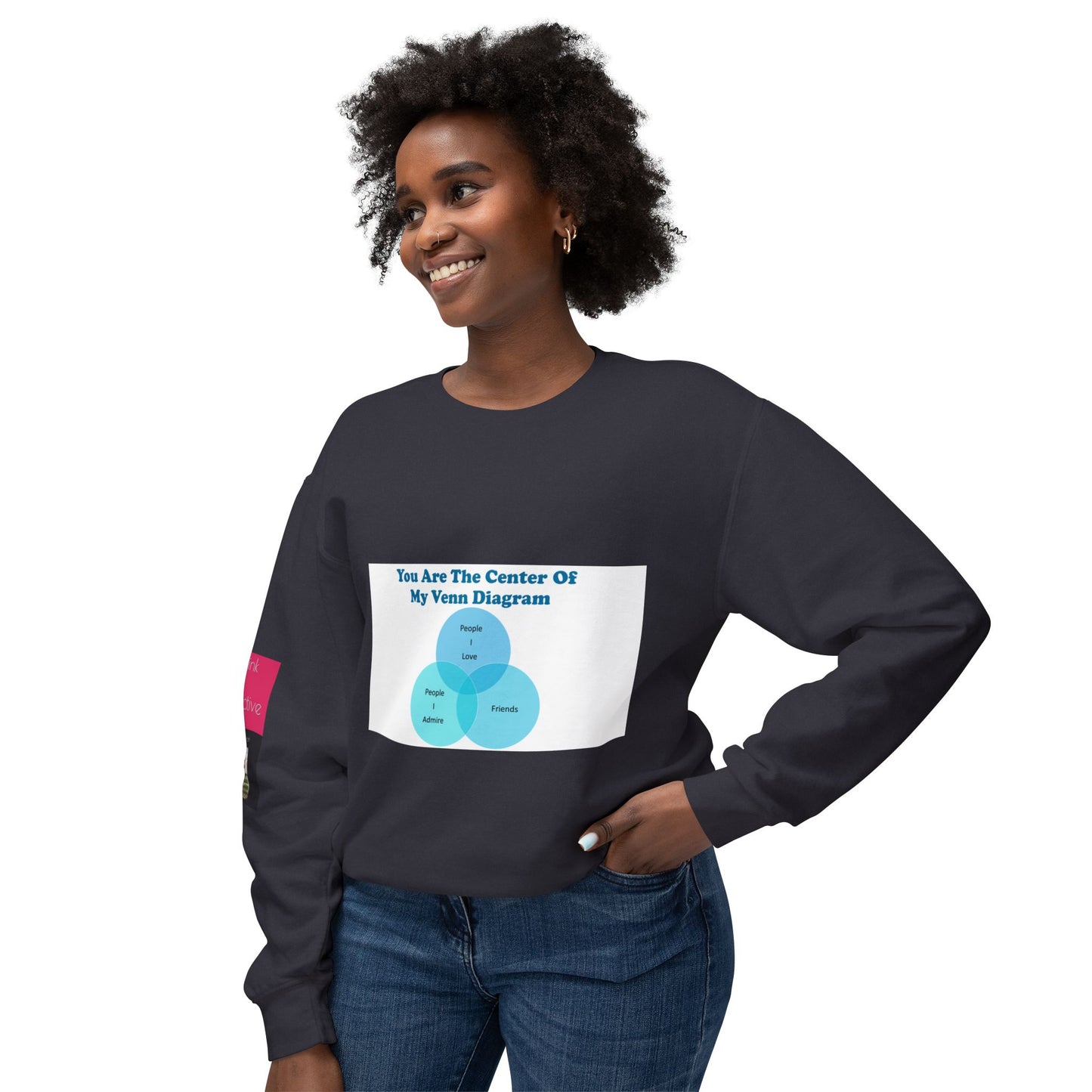 You Are The Center Of My Venn Diagram Blue Unisex Lightweight Crewneck Sweatshirt