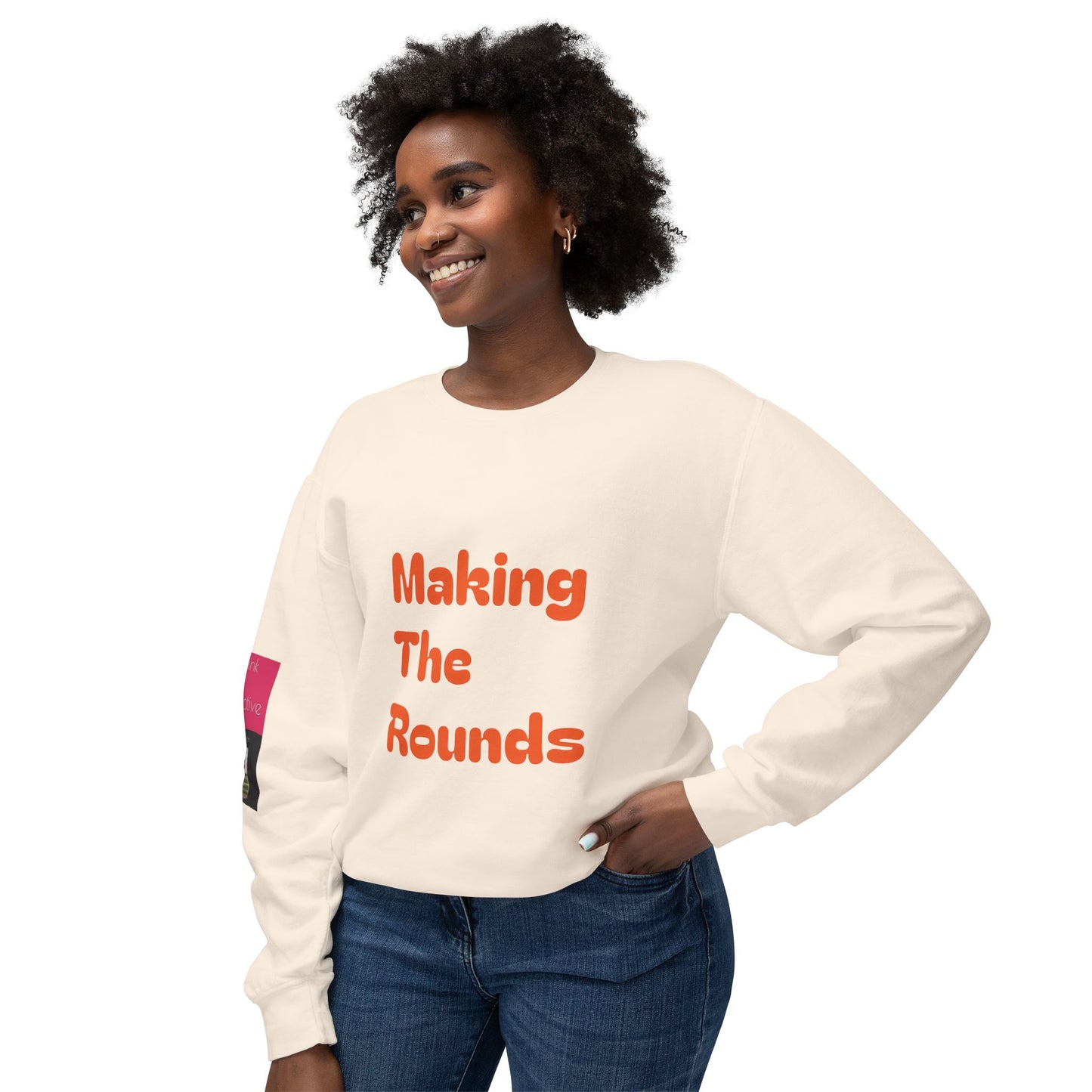 Making The Rounds Orange Unisex Lightweight Crewneck Sweatshirt