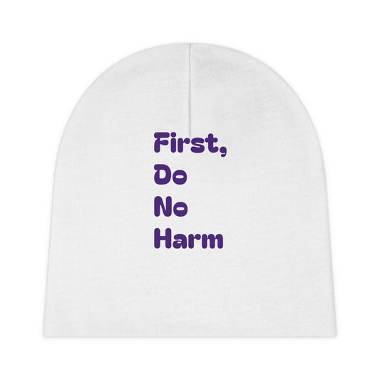 First Do No Harm Purple Baby Beanie (AOP)