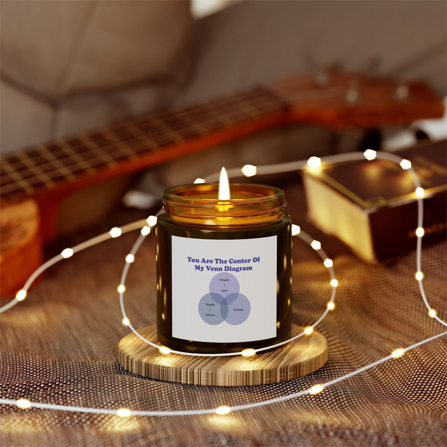 You Are The Center Of  My Venn Diagram purple Scented Candles, Coconut Apricot Wax (4oz, 9oz)