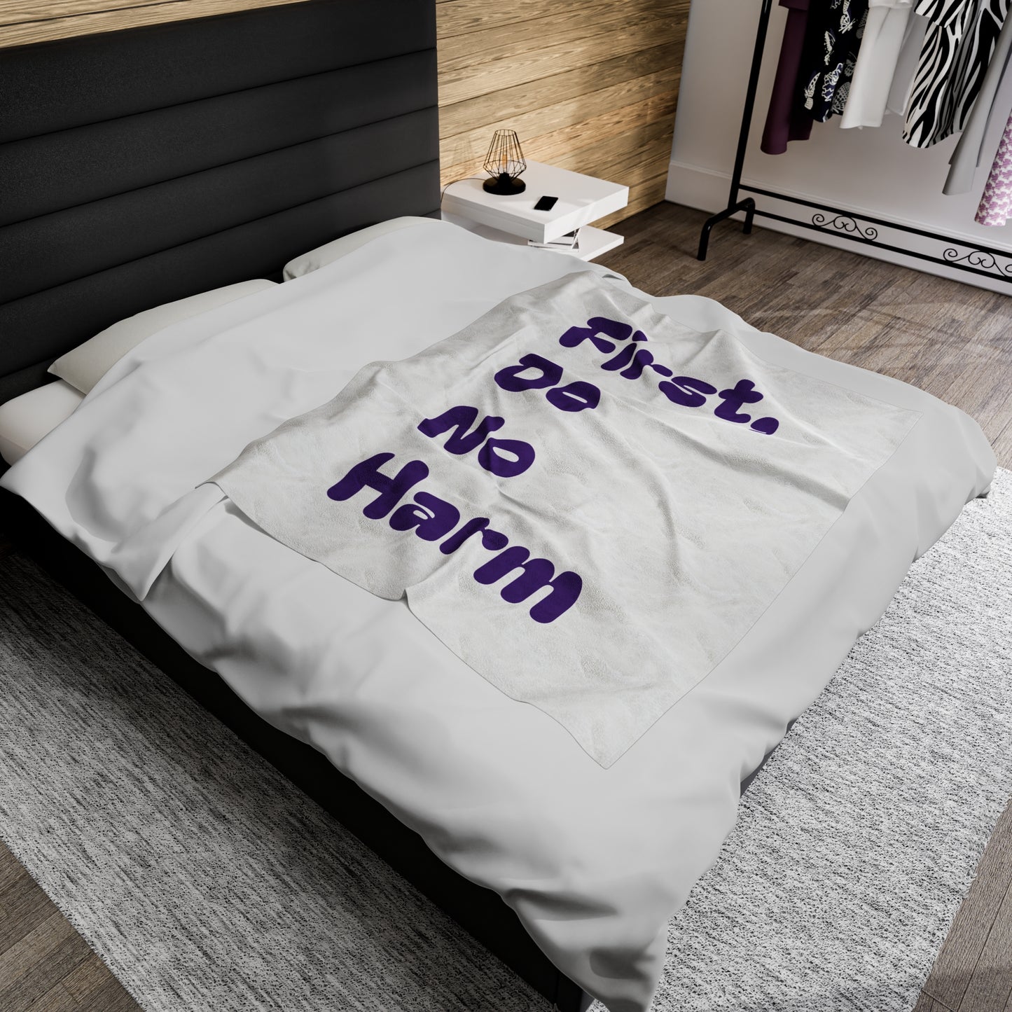 First Do No Harm Purple Velveteen Plush Blanket