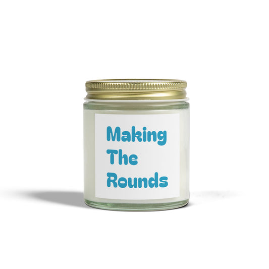 Making The Rounds Blue Scented Candles, Coconut Apricot Wax (4oz, 9oz)