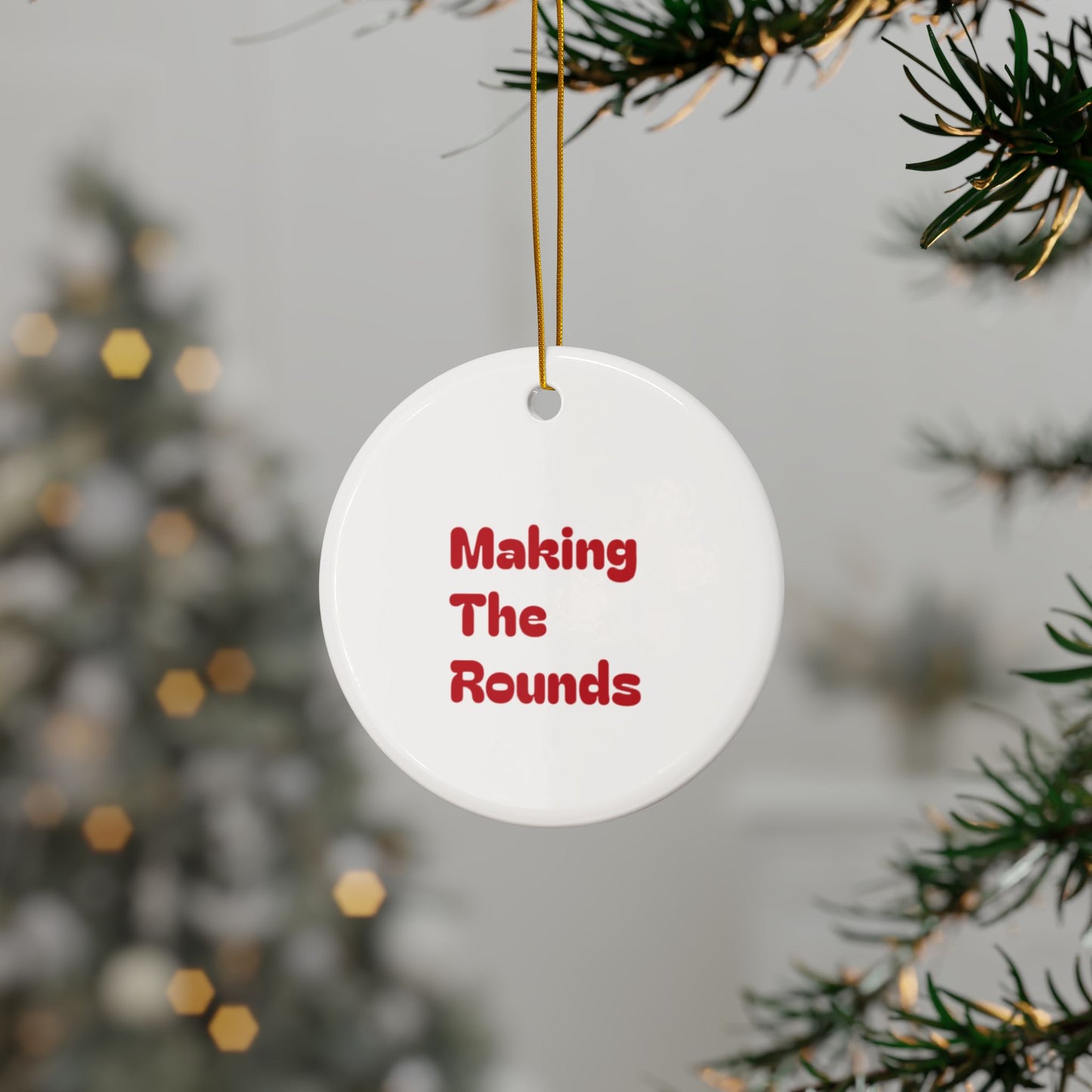 Making The Rounds Red Ceramic Ornaments, 2-Side Print, (1pc, 3pcs, 5pcs, 10pcs)