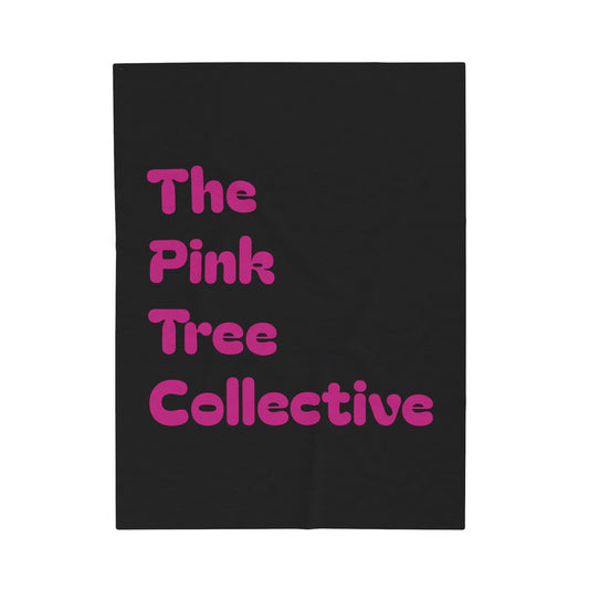 The Pink Tree Collective Black with Pink Velveteen Plush Blanket